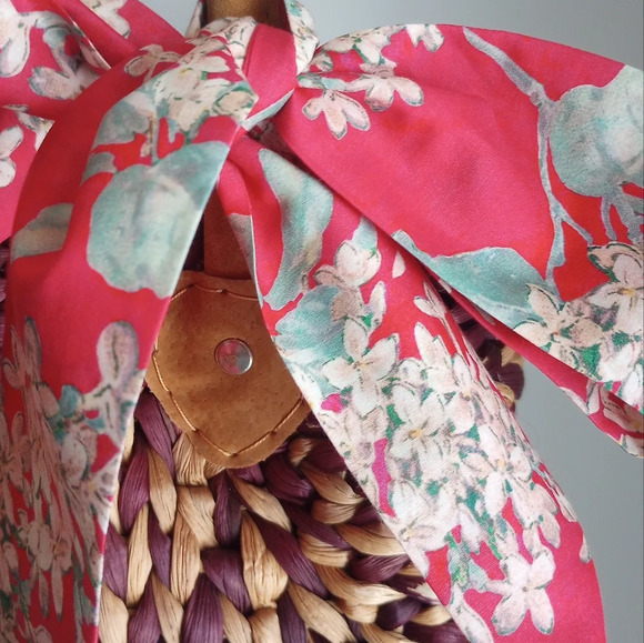 Liberty Art Fabric Skinny Scarf Archive Lilac Red Lilacs Bespoke Cottagecore - Picture 2 of 15